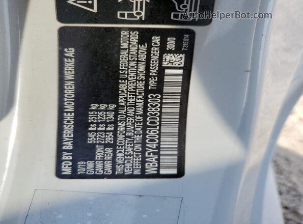 WBAFY4C06LCD38303 2020 BMW M8 White Շարժիչի բաժամունքի տեսք