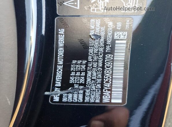 WBAFY4C55KBX39709 2019 BMW M8 Black Вид наклейки з VIN-кодом