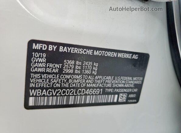 WBAGV2C02LCD46691 2020 BMW 8 SERIES White Շարժիչի բաժամունքի տեսք