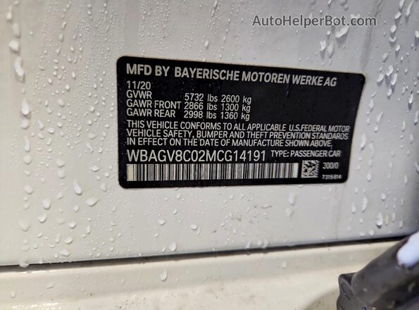WBAGV8C02MCG14191 2021 BMW M8 White Շարժիչի բաժամունքի տեսք