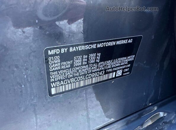 WBAGV8C05LCD99243 2020 BMW M8 Серый Вид задней части салона