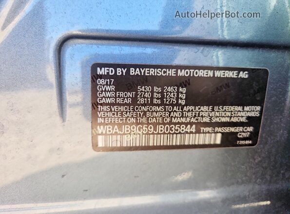 WBAJB9C59JB035844 2018 BMW M5 Gray ძრავის განყოფილების ხედი