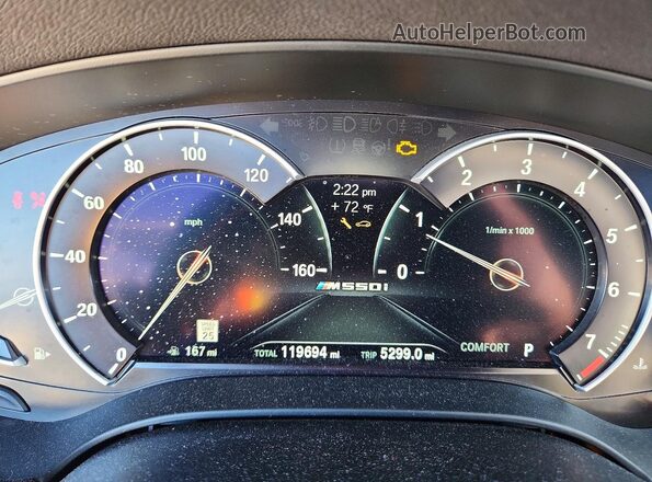 WBAJB9C59JB035844 2018 BMW M5 Gray ხელსაწყოთა პანელის ხედი