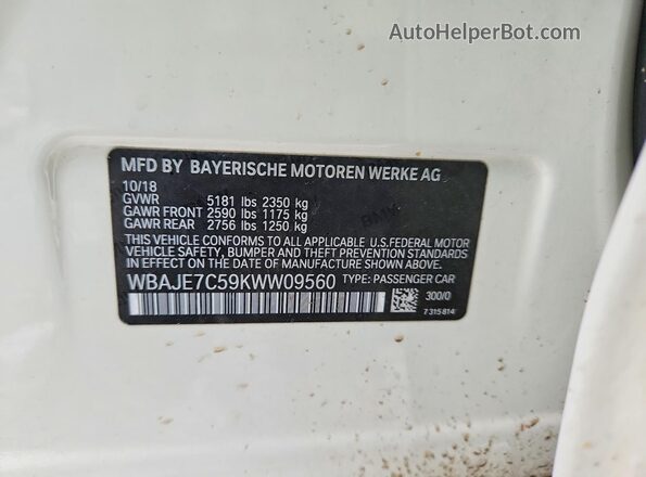 WBAJE7C59KWW09560 2019 BMW OTHER White 