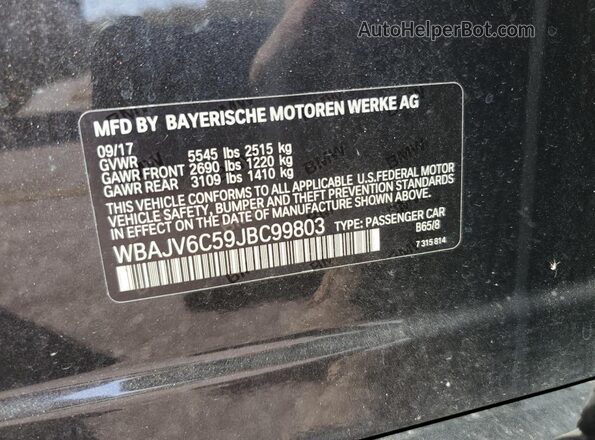 WBAJV6C59JBC99803 2018 BMW 6 SERIES Charcoal Շարժիչի բաժամունքի տեսք