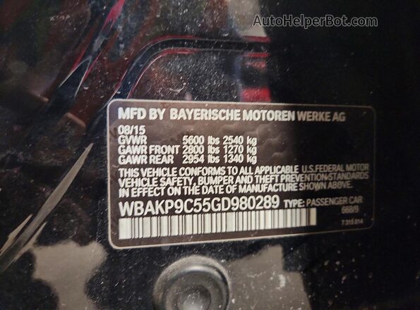 WBAKP9C55GD980289 2016 BMW 5 SERIES Black Vista del compartimento del motor