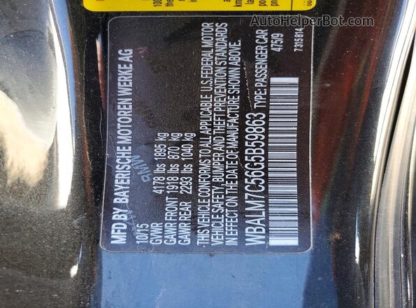 WBALM7C56G5B59863 2016 BMW Z4 Black VIN კოდის სტიკერის ხედი