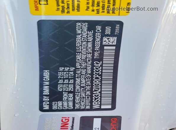 WBS33AZ03RCP33242 2024 BMW M4 White Շարժիչի բաժամունքի տեսք