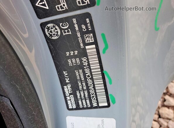 WBS33BA08PCM81406 2023 BMW M4 Gray Vista del compartimento del motor