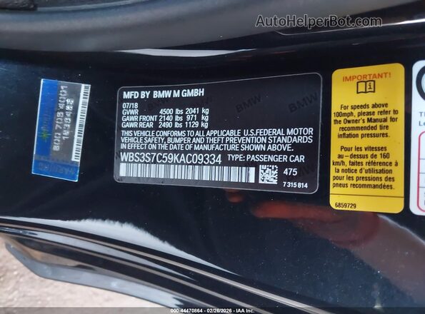 WBS3S7C59KAC09334 2019 BMW M4 Black Engine compartment view