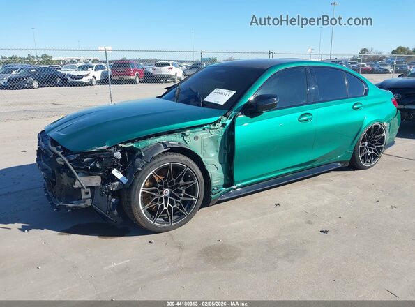 WBS43AY05PFN58994 2023 BMW M3 Green Առջևի ձախ երեք քառորդ տեսարան