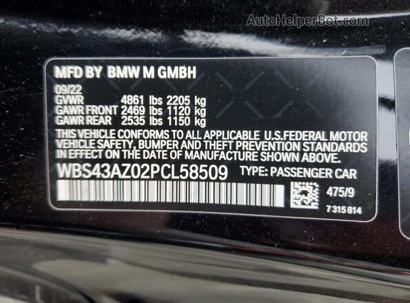 WBS43AZ02PCL58509 2023 BMW M4 Black Vista del compartimento del motor