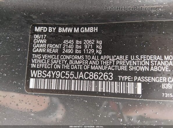 WBS4Y9C55JAC86263 2018 BMW M4 Серый 