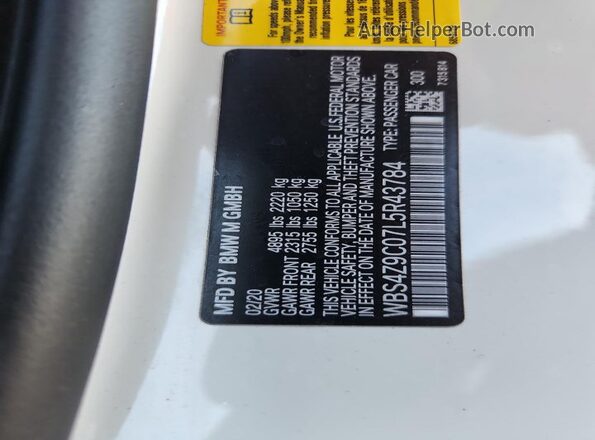 WBS4Z9C07L5R43784 2020 BMW M4 White Շարժիչի բաժամունքի տեսք