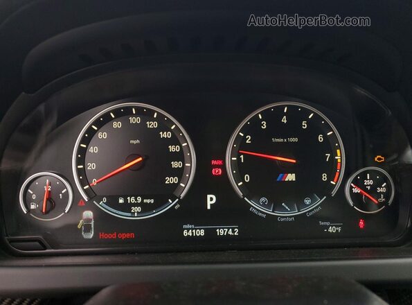 WBS6G9C53GD932044 2016 BMW M6 White Instrument cluster view