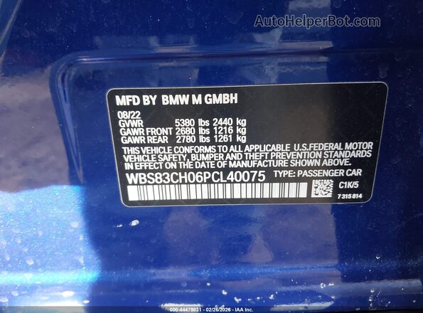WBS83CH06PCL40075 2023 BMW M5 Blue Շարժիչի բաժամունքի տեսք