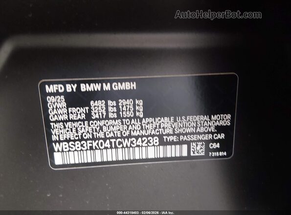 WBS83FK04TCW34238 2026 BMW M5 Gray Շարժիչի բաժամունքի տեսք