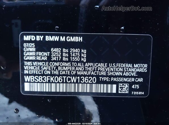 WBS83FK06TCW13620 2026 BMW M5 Black Engine compartment view
