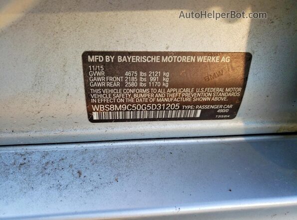 WBS8M9C50G5D31205 2016 BMW M3 Silver Vista del compartimento del motor