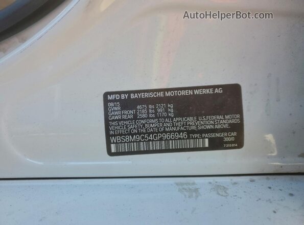 WBS8M9C54GP966946 2016 BMW M3 White Widok komory silnika
