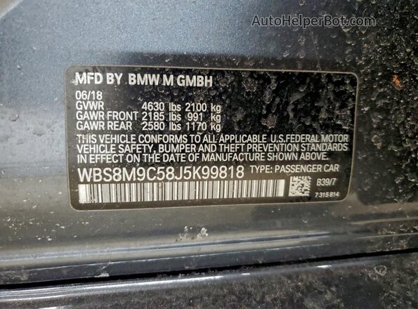 WBS8M9C58J5K99818 2018 BMW M3 Gray Vista del compartimento del motor