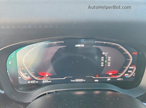 WBSJF0C09LCD56721 2020 BMW M5 White ხელსაწყოთა პანელის ხედი