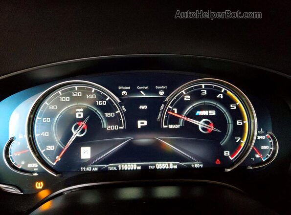 WBSJF0C55KB284364 2019 BMW M5 Charcoal Vista del cuadro de instrumentos