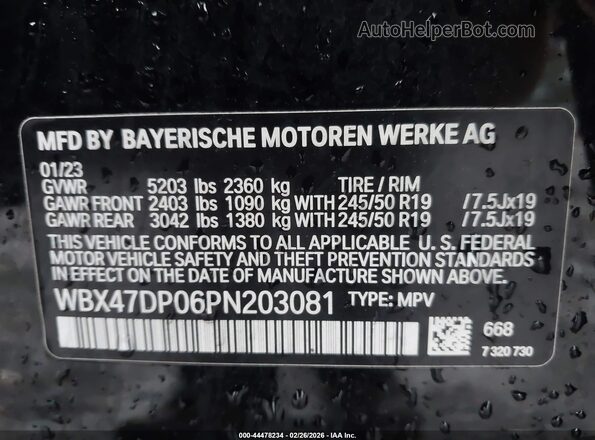 WBX47DP06PN203081 2023 BMW X3 Black Вид підкапотного простору