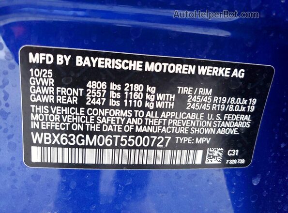 WBX63GM06T5500727 2026 BMW X2 Blue 