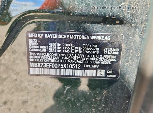 WBX73EF00P5X10512 2023 BMW X1 Green Vista interior de 360 grados