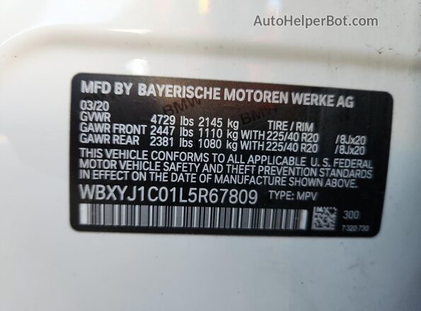 WBXYJ1C01L5R67809 2020 BMW X2 Белый 