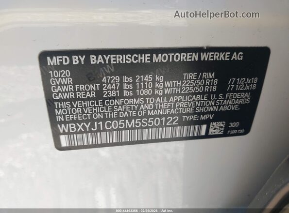 WBXYJ1C05M5S50122 2021 BMW X2 White Շարժիչի բաժամունքի տեսք