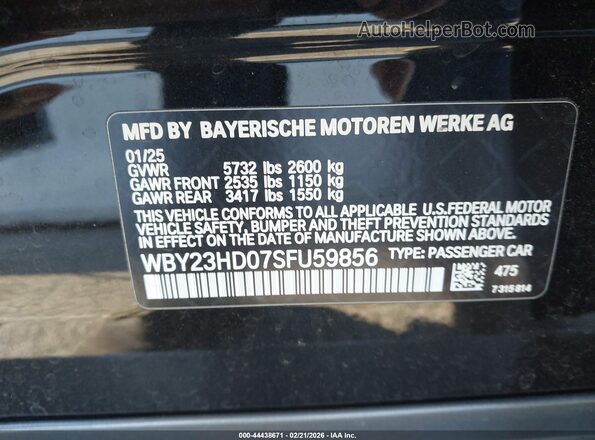 WBY23HD07SFU59856 2025 BMW I4 Black ძრავის განყოფილების ხედი