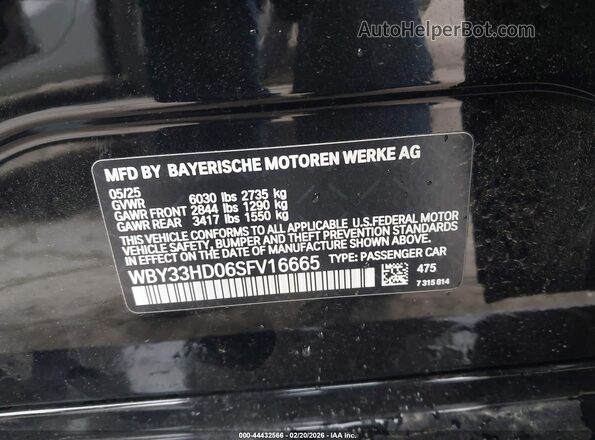 WBY33HD06SFV16665 2025 BMW I4 Black ძრავის განყოფილების ხედი