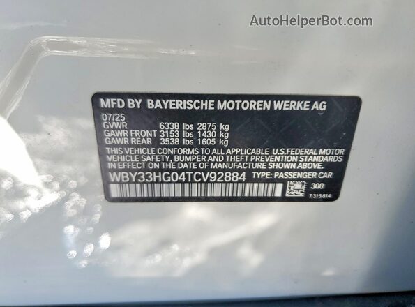 WBY33HG04TCV92884 2026 BMW OTHER White Vista del compartimento del motor