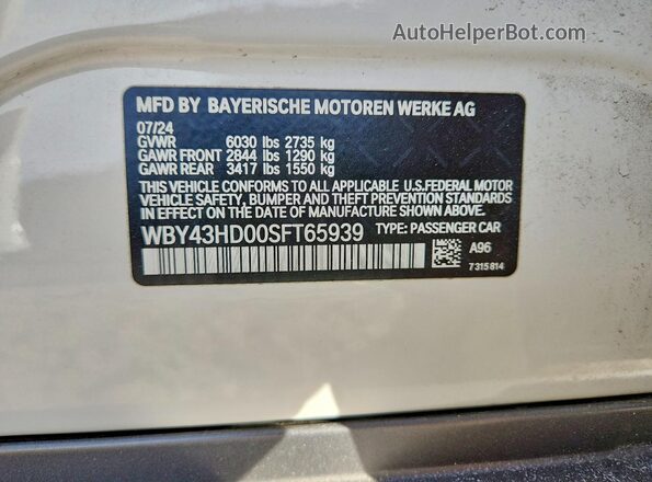 WBY43HD00SFT65939 2025 BMW I4 White Vista del compartimento del motor