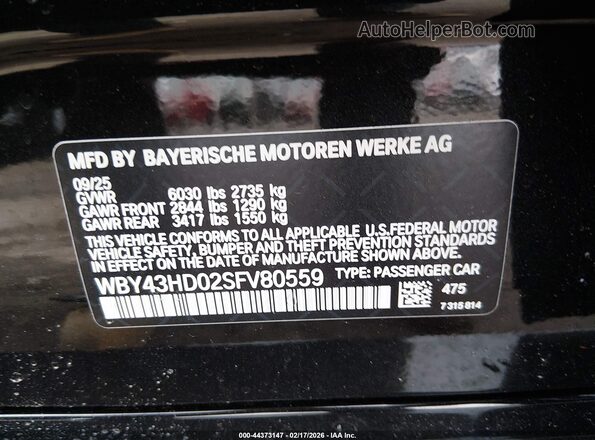 WBY43HD02SFV80559 2025 BMW I4 Black ძრავის განყოფილების ხედი