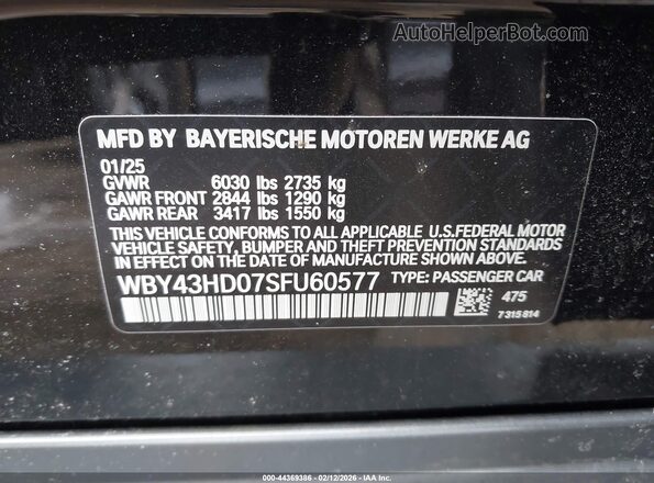 WBY43HD07SFU60577 2025 BMW I4 Black Widok komory silnika