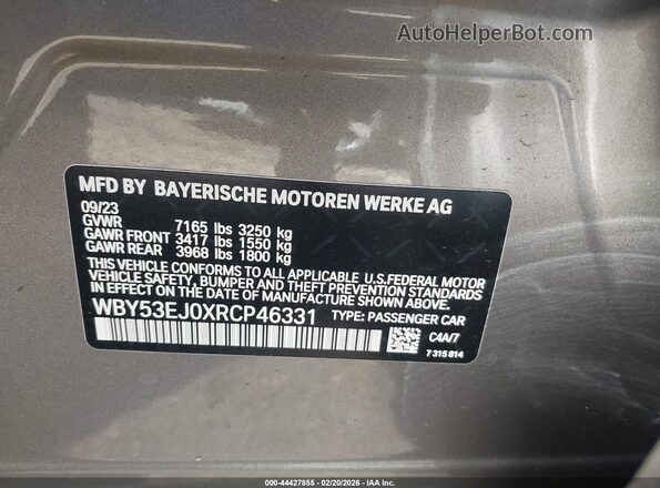 WBY53EJ0XRCP46331 2024 BMW OTHER Silver Engine compartment view