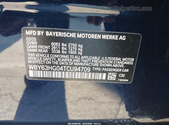 WBY63HG04TCU94709 2026 BMW OTHER Blue Вид підкапотного простору