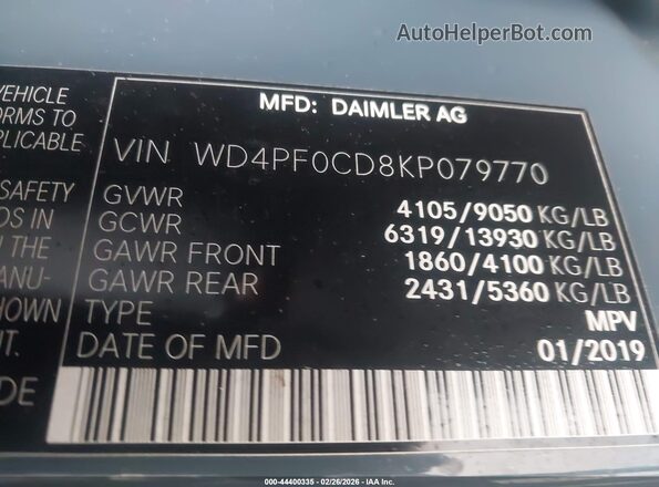 WD4PF0CD8KP079770 2019 MERCEDES-BENZ SPRINTER Dark Blue Вид подкапотного пространства