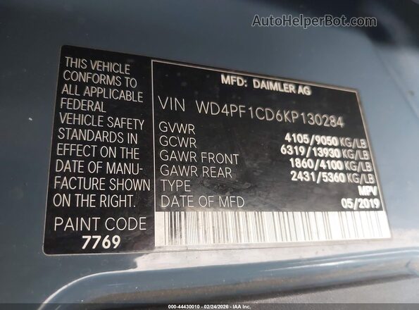 WD4PF1CD6KP130284 2019 MERCEDES-BENZ SPRINTER Dark Blue 