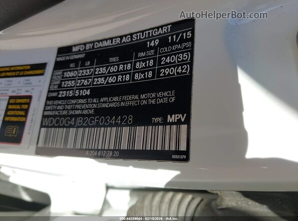 WDC0G4JB2GF034428 2016 MERCEDES-BENZ GLC 300 Белый Вид подкапотного пространства