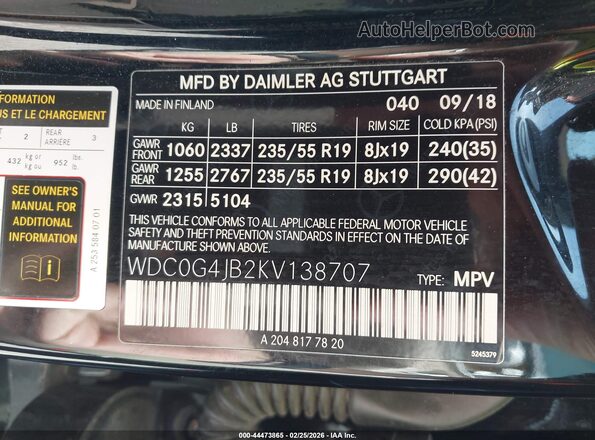 WDC0G4JB2KV138707 2019 MERCEDES-BENZ GLC 300 Black 