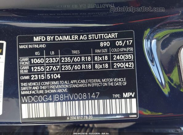 WDC0G4JB8HV008147 2017 MERCEDES-BENZ GLC 300 Dark Blue ძრავის განყოფილების ხედი