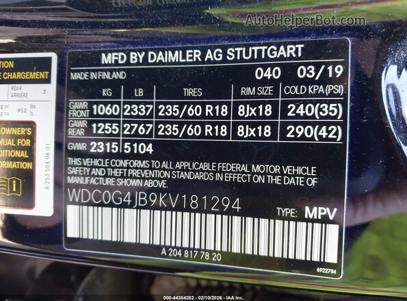 WDC0G4JB9KV181294 2019 MERCEDES-BENZ GLC 300 Black Vista del compartimento del motor