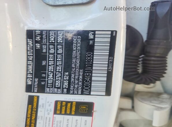 WDC0G4KB1JV102830 2018 MERCEDES-BENZ GLC-CLASS White Vista de la etiqueta del VIN