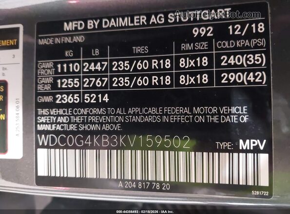 WDC0G4KB3KV159502 2019 MERCEDES-BENZ GLC 300 Black 