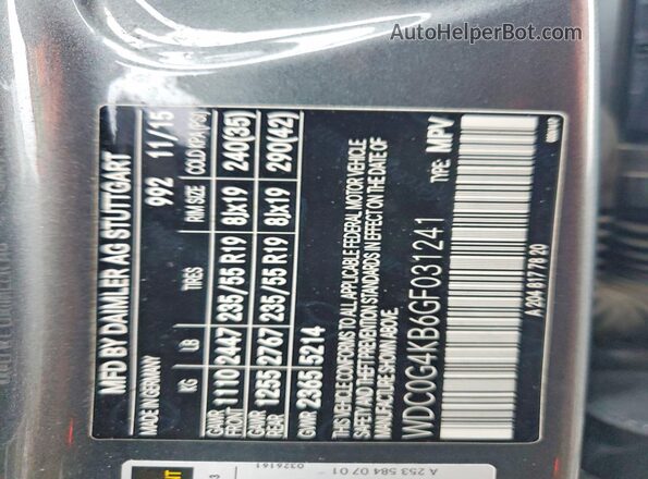 WDC0G4KB6GF031241 2016 MERCEDES-BENZ GLC-CLASS Gray Vista interior de 360 grados