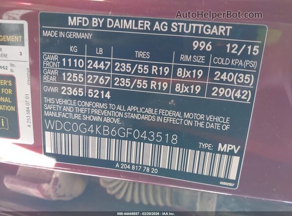 WDC0G4KB6GF043518 2016 MERCEDES-BENZ GLC 300 Red Widok komory silnika